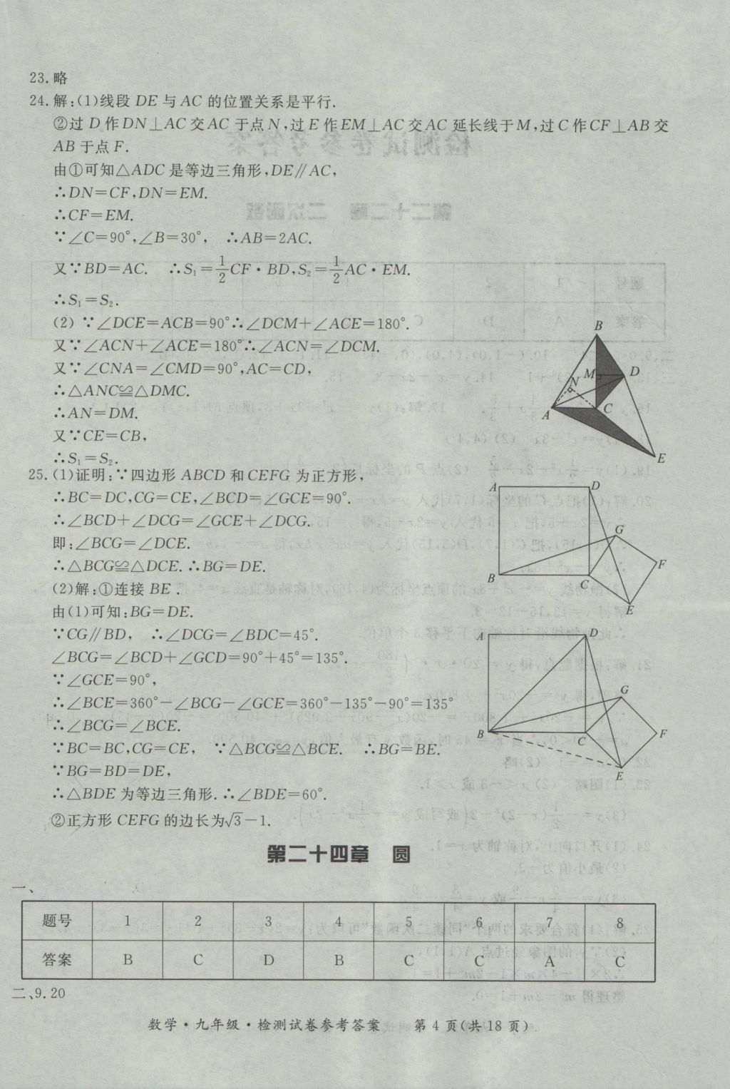 2016年新課標(biāo)形成性練習(xí)與檢測九年級數(shù)學(xué)全一冊 參考答案第28頁