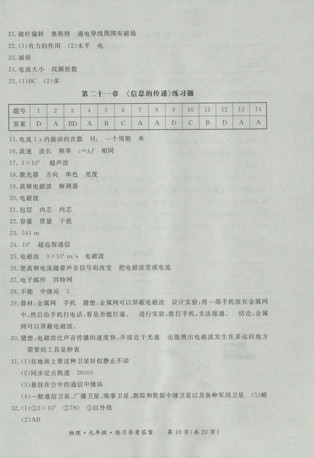 2016年新課標(biāo)形成性練習(xí)與檢測(cè)九年級(jí)物理全一冊(cè) 參考答案第19頁(yè)