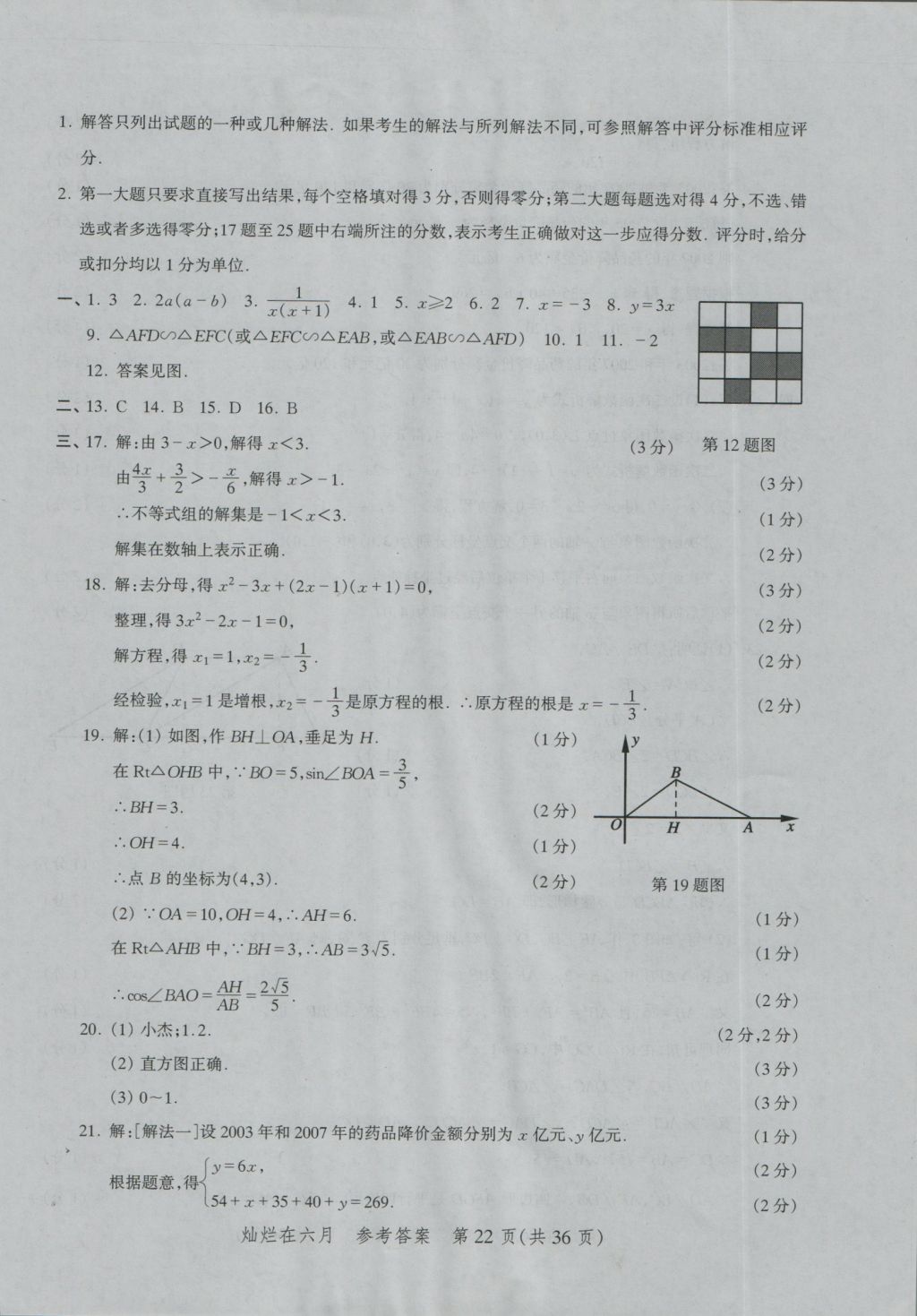 2017年?duì)N爛在六月上海中考真卷數(shù)學(xué) 參考答案第22頁(yè)