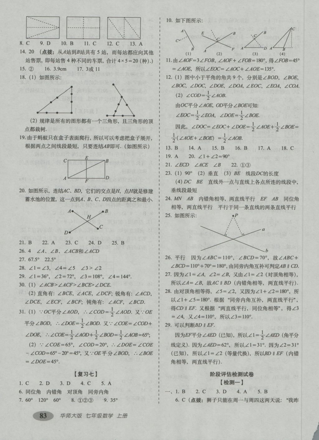 2016年聚能闯关期末复习冲刺卷七年级数学上册华师大版 参考答案第3页