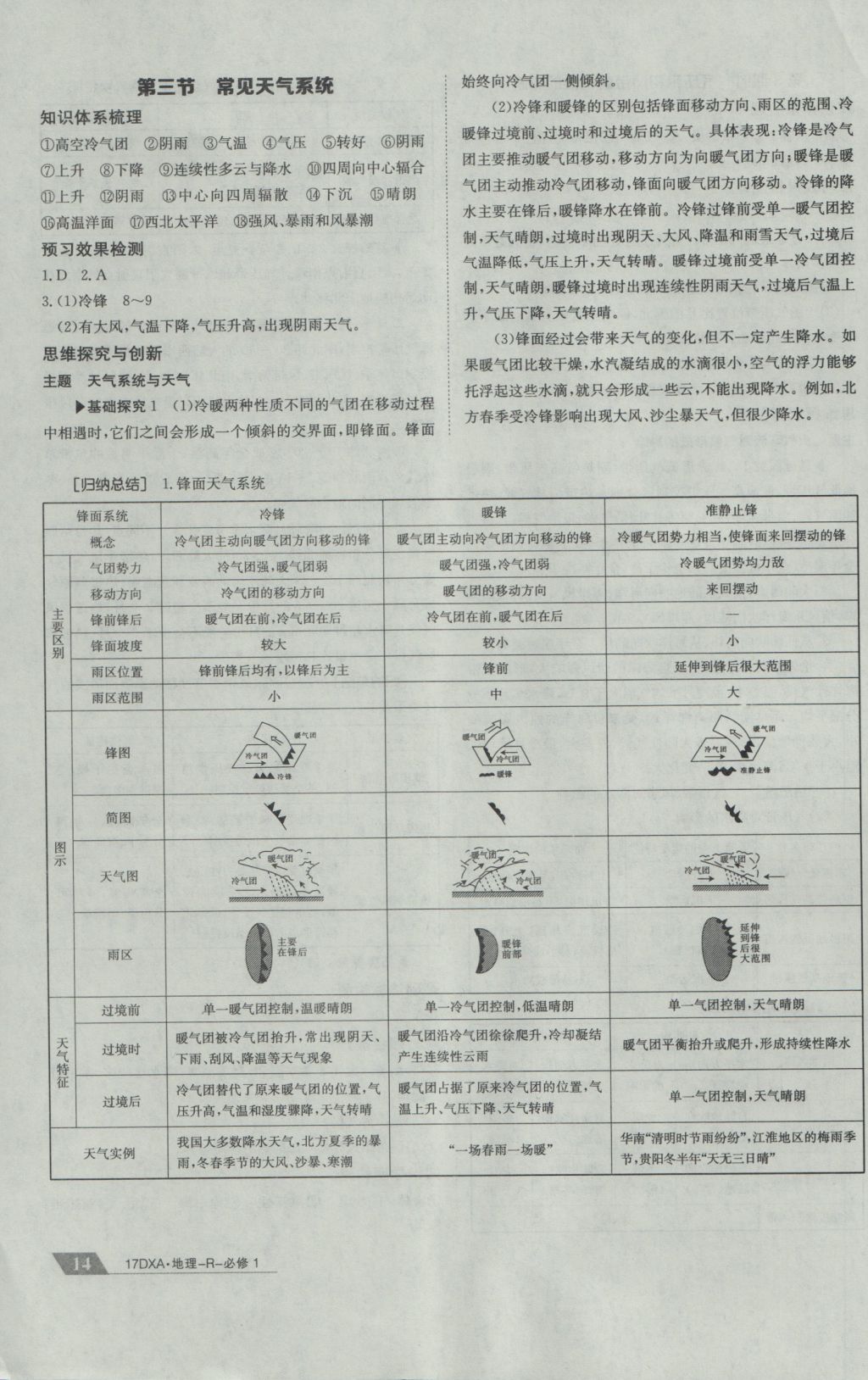 2016年金太陽(yáng)導(dǎo)學(xué)案地理必修1人教版 參考答案第14頁(yè)