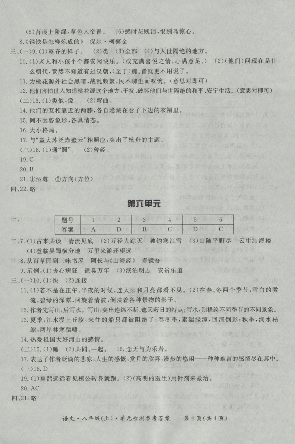 2016年新課標(biāo)形成性練習(xí)與檢測(cè)八年級(jí)語(yǔ)文上冊(cè) 參考答案第28頁(yè)