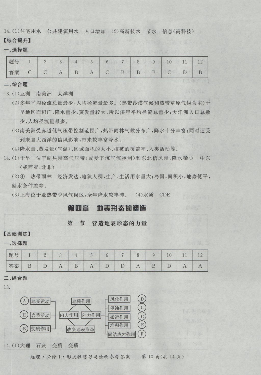 新課標形成性練習與檢測地理必修1 參考答案第10頁