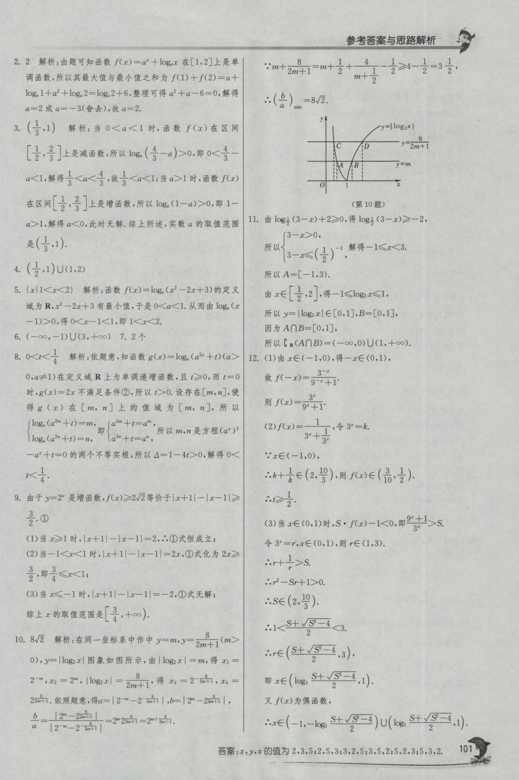 實驗班全程提優(yōu)訓練高中數(shù)學1必修蘇教版 參考答案第33頁