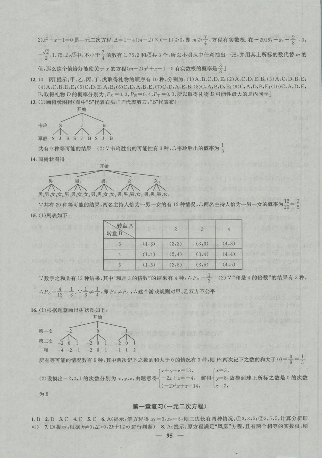 2016年金鑰匙沖刺名校大試卷九年級數(shù)學(xué)上冊國標(biāo)江蘇版 參考答案第7頁