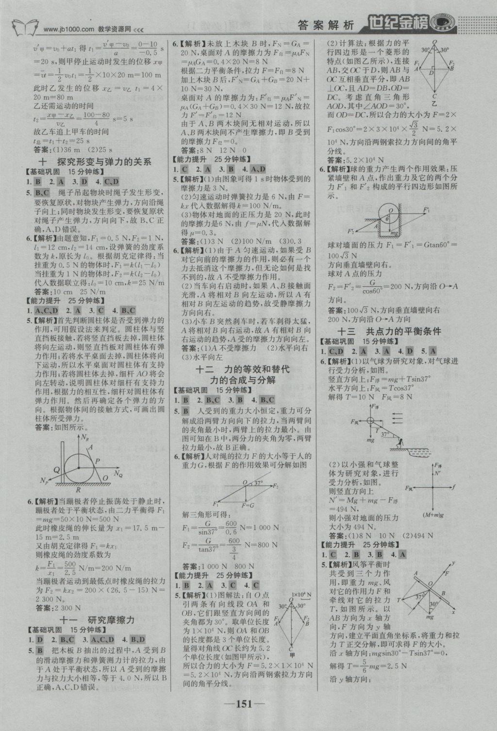 2016年世紀(jì)金榜高中全程學(xué)習(xí)方略物理必修1粵教版 參考答案第18頁(yè)