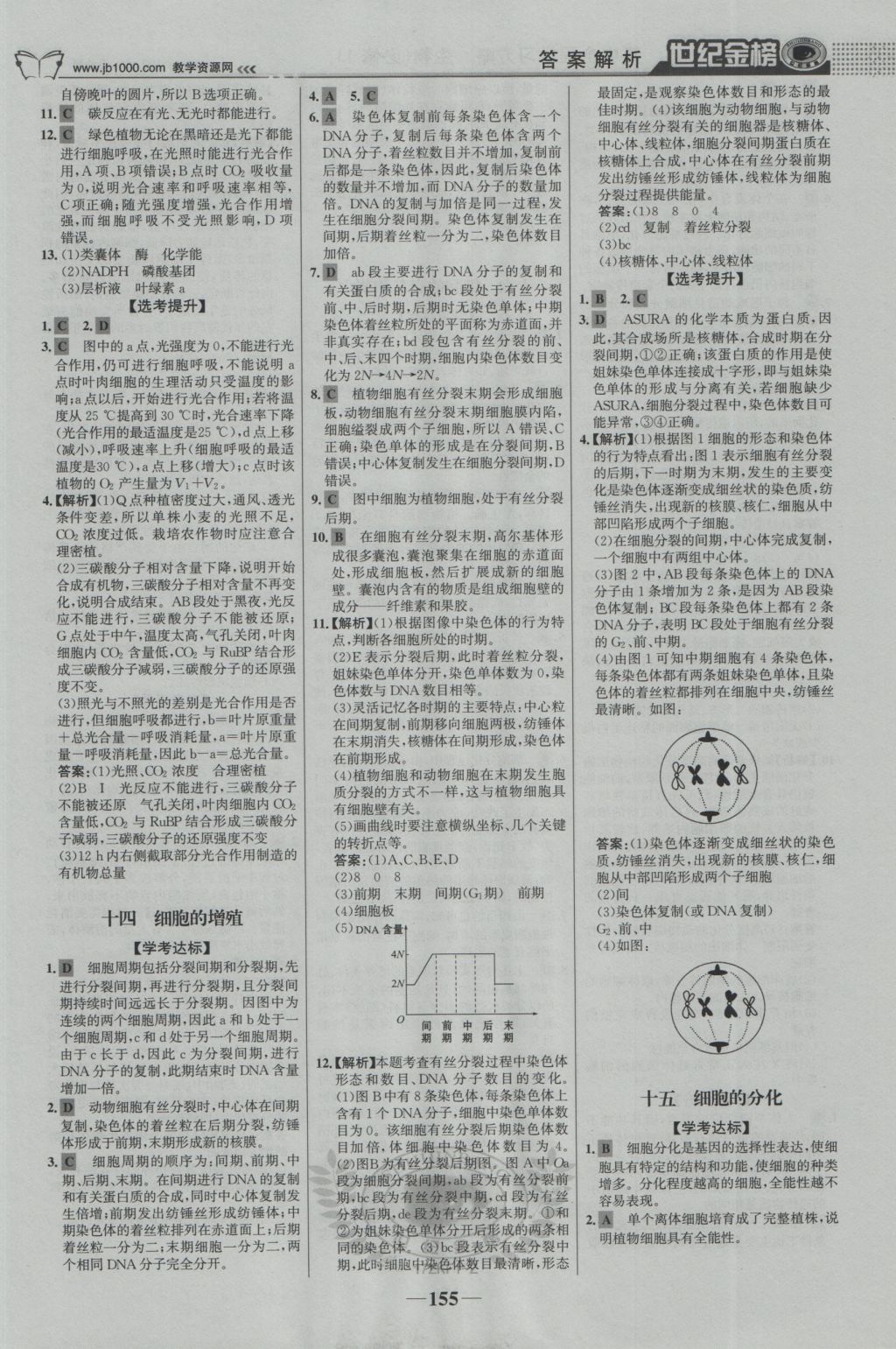 2016年世紀金榜高中全程學(xué)習(xí)方略生物必修1浙科版 參考答案第14頁