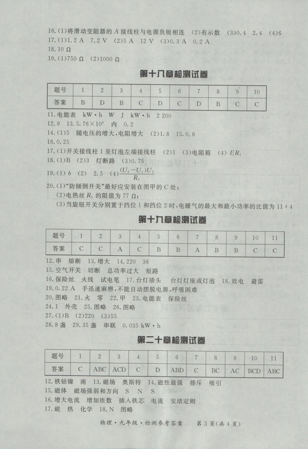 2016年新課標(biāo)形成性練習(xí)與檢測九年級(jí)物理全一冊 參考答案第23頁