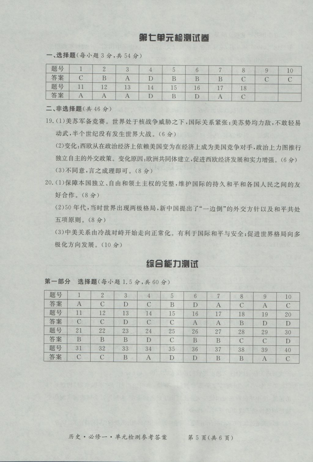 新課標(biāo)形成性練習(xí)與檢測(cè)歷史必修1 參考答案第19頁(yè)