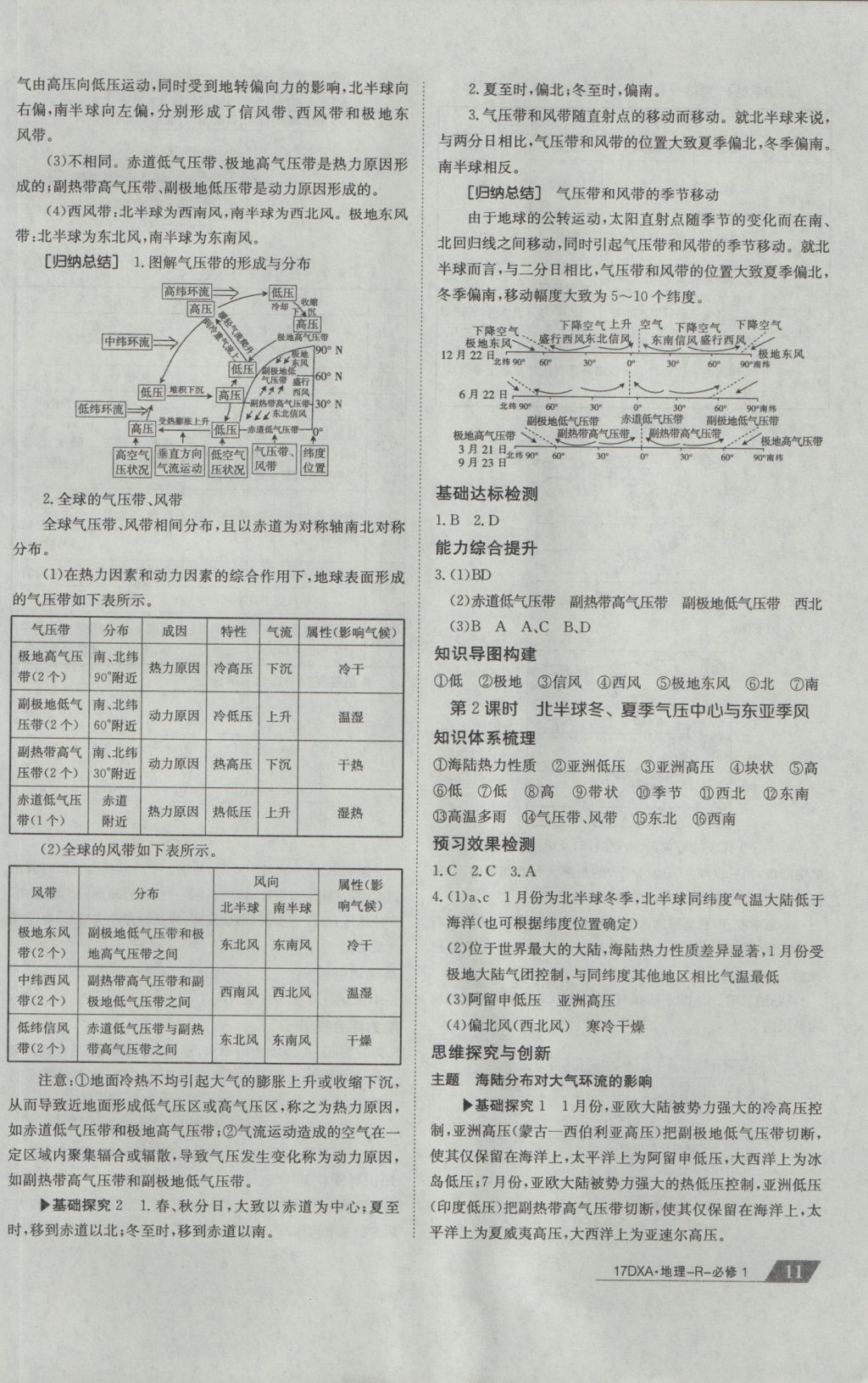 2016年金太陽導學案地理必修1人教版 參考答案第11頁