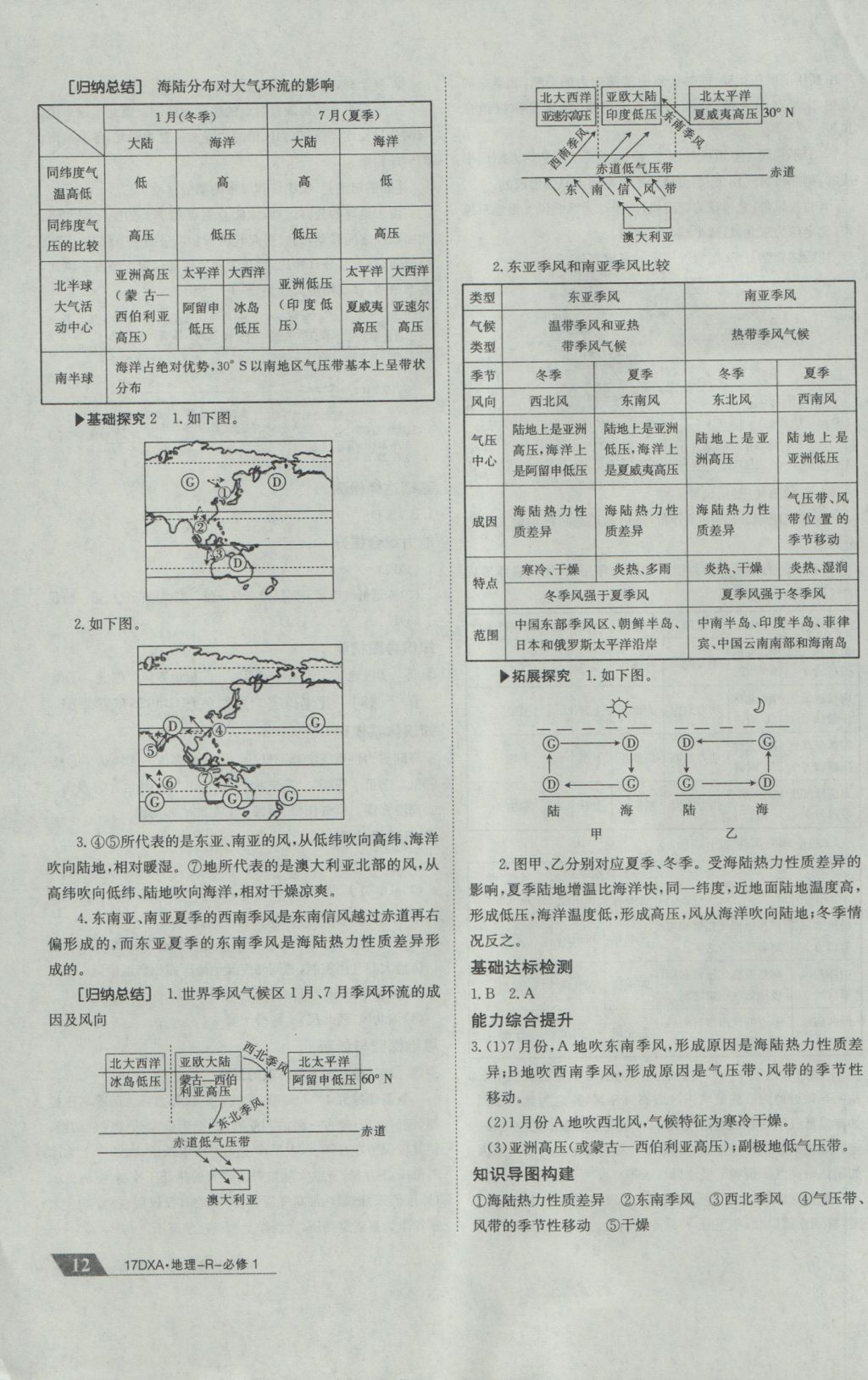 2016年金太陽導(dǎo)學(xué)案地理必修1人教版 參考答案第12頁