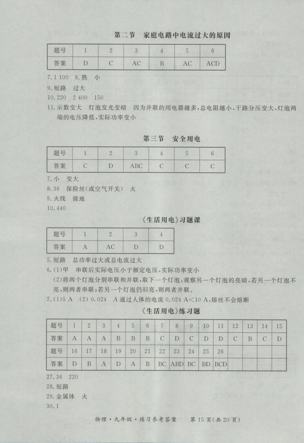 2016年新課標形成性練習與檢測九年級物理全一冊 參考答案第15頁