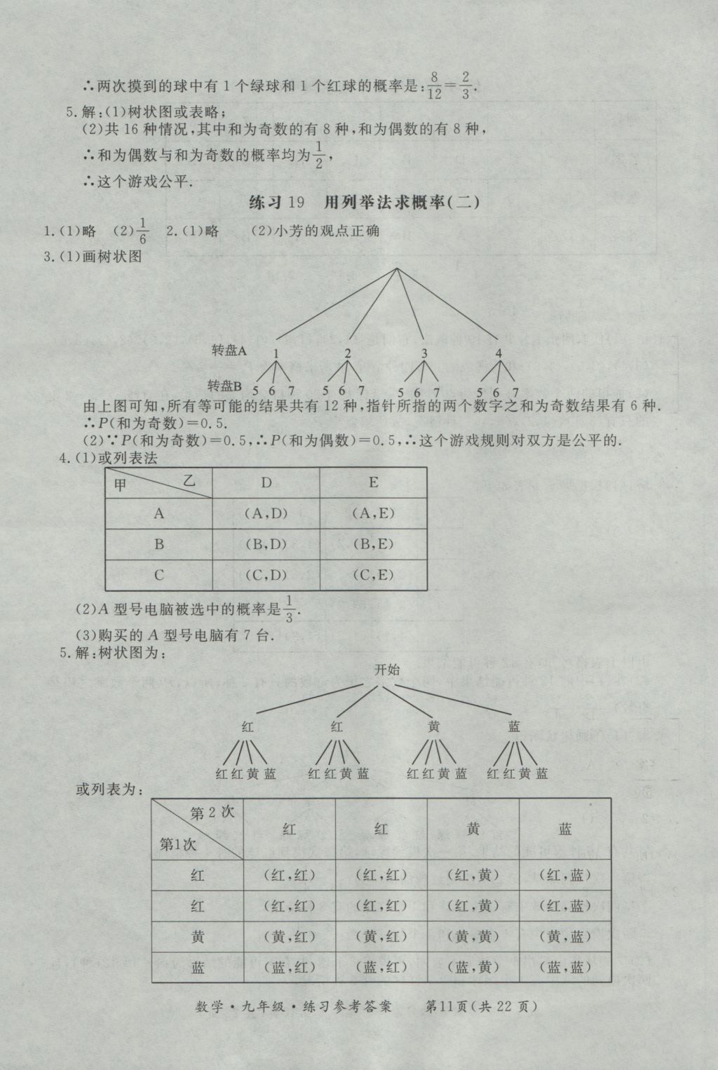 2016年新課標形成性練習與檢測九年級數(shù)學全一冊 參考答案第11頁