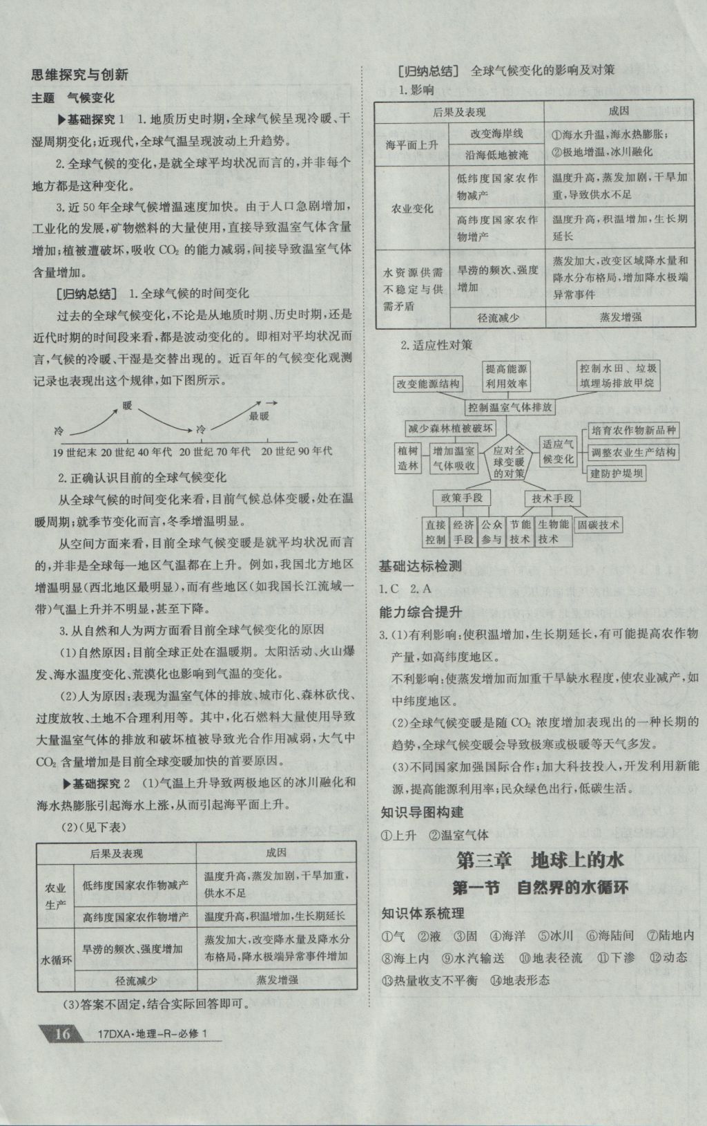 2016年金太陽(yáng)導(dǎo)學(xué)案地理必修1人教版 參考答案第16頁(yè)