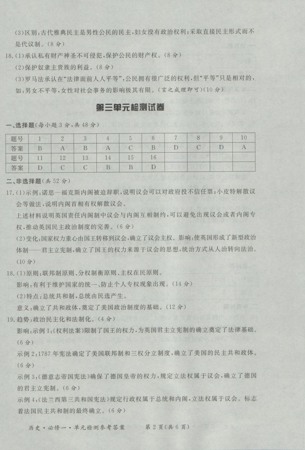 新課標(biāo)形成性練習(xí)與檢測(cè)歷史必修1 參考答案第16頁