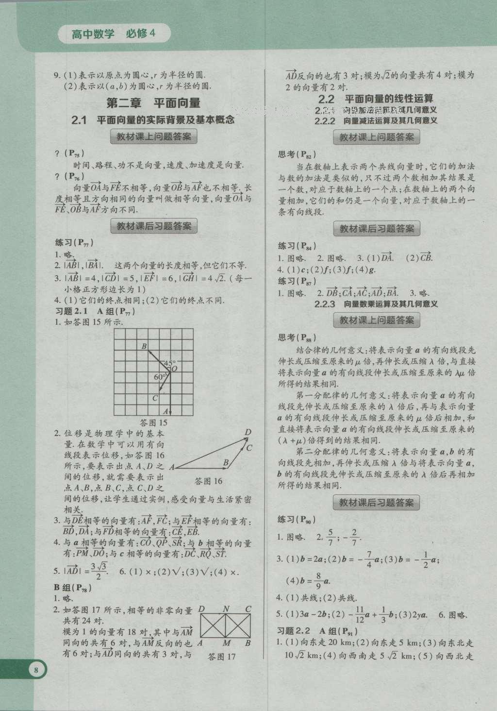 課本高中數(shù)學(xué)必修4人教A版 參考答案第8頁