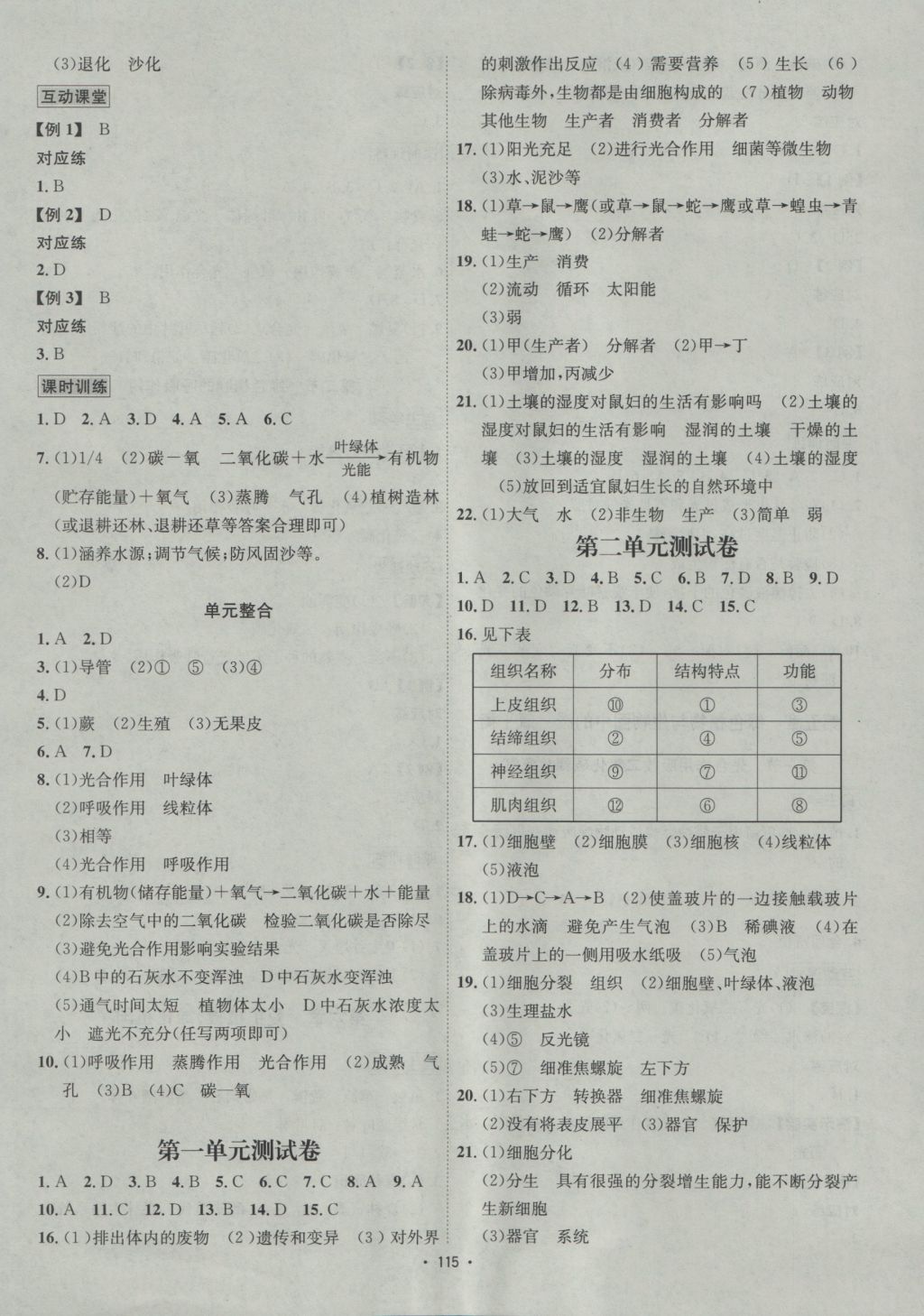 2016年優(yōu)學(xué)名師名題七年級(jí)生物上冊(cè)人教版 參考答案第11頁(yè)