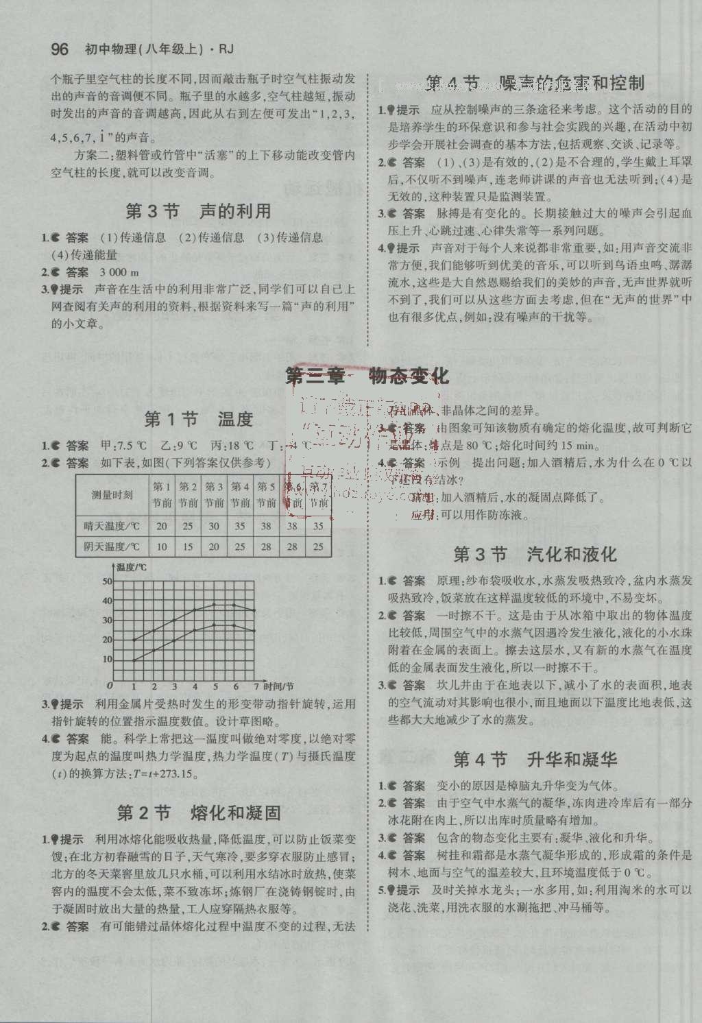 課本人教版八年級物理上冊 參考答案第32頁