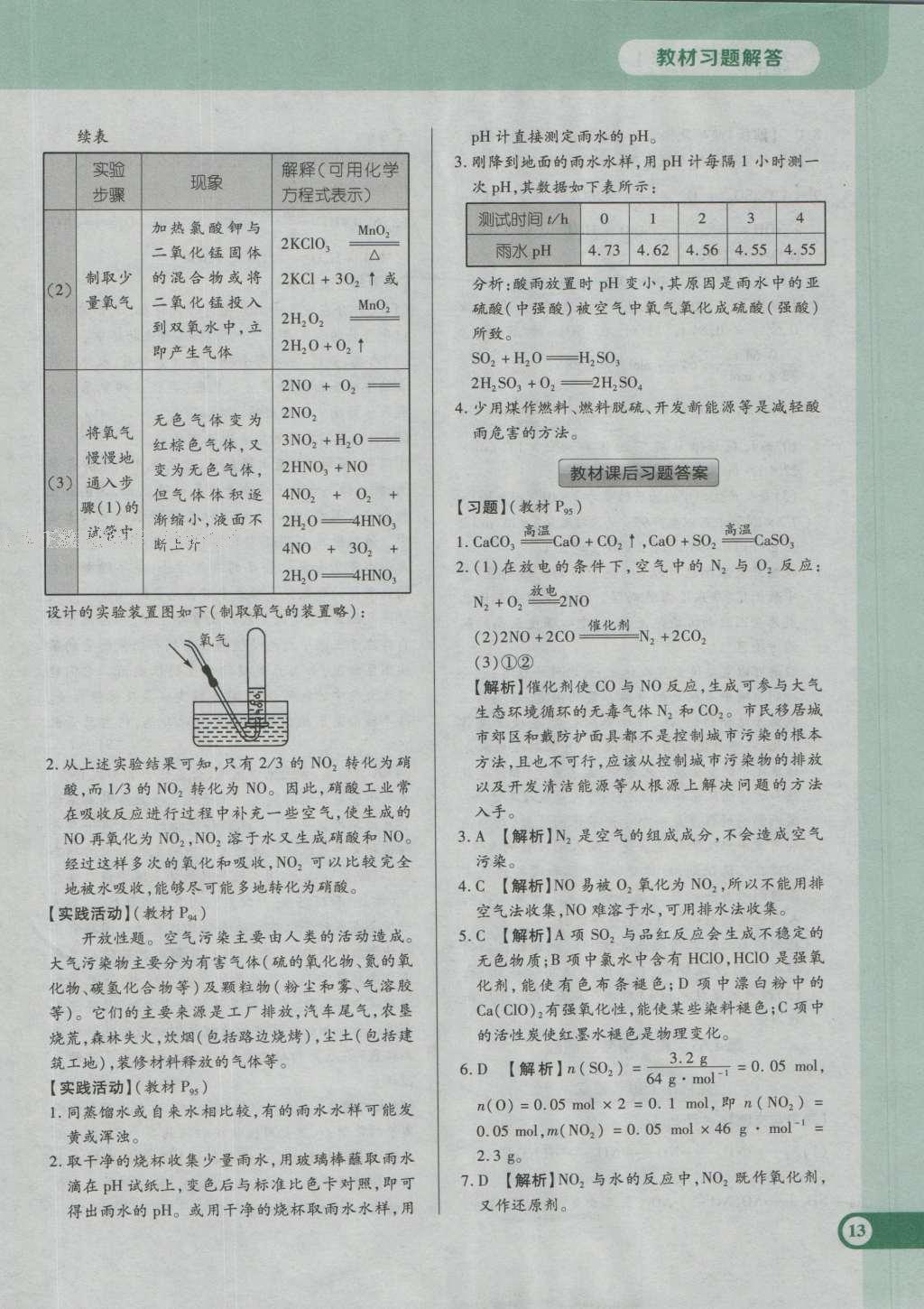 课本人教版高中化学必修1 参考答案第19页