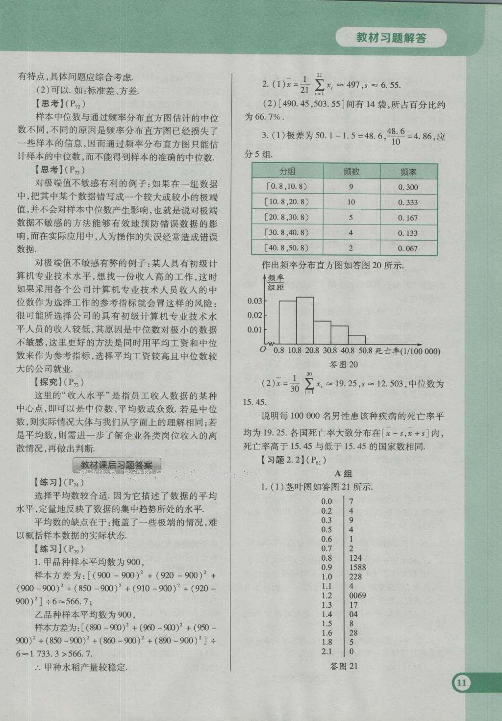 課本人教A版高中數(shù)學(xué)必修3 參考答案第17頁(yè)