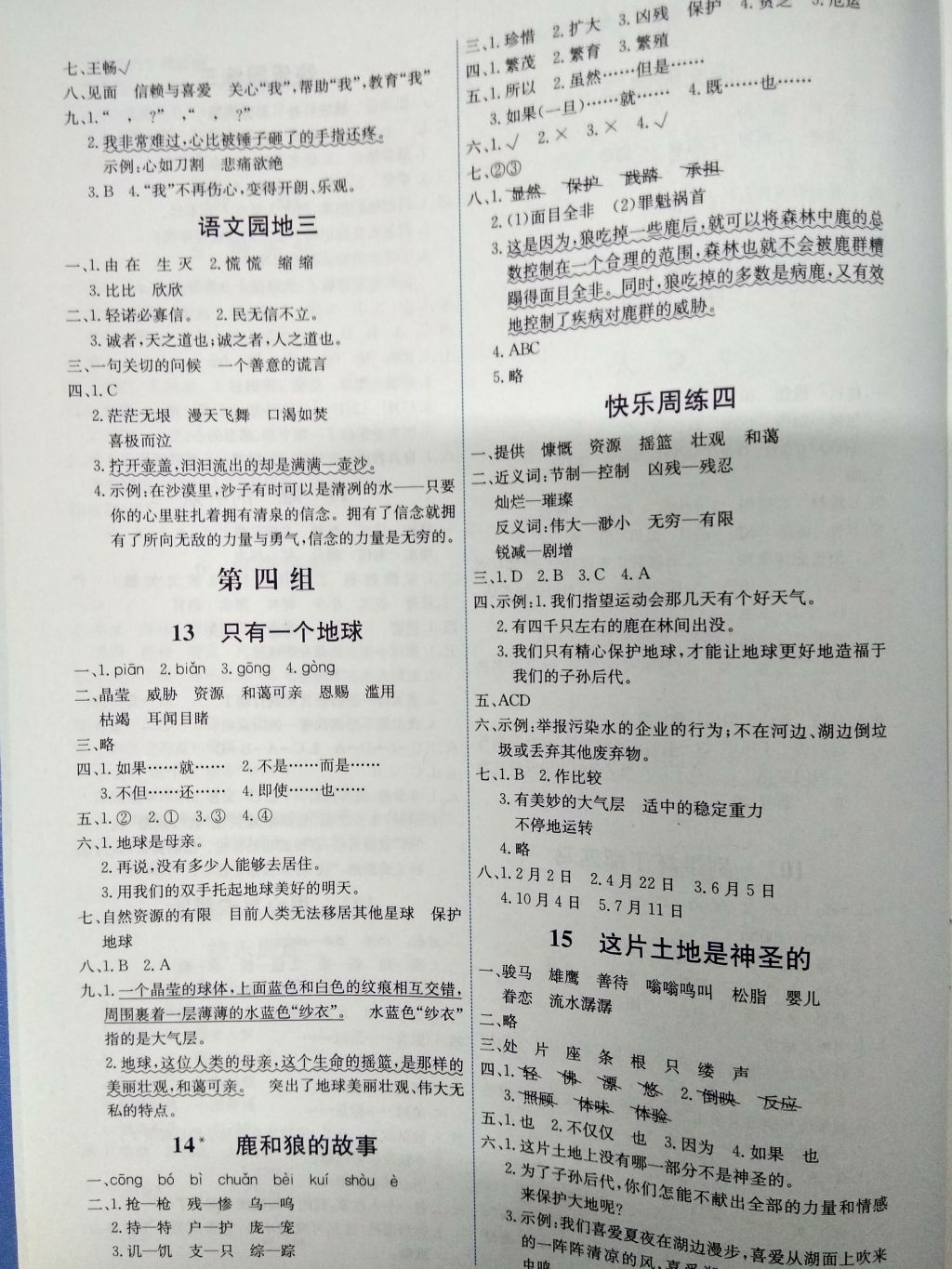 2016年能力培養(yǎng)與測試六年級語文上冊人教版H 參考答案第4頁