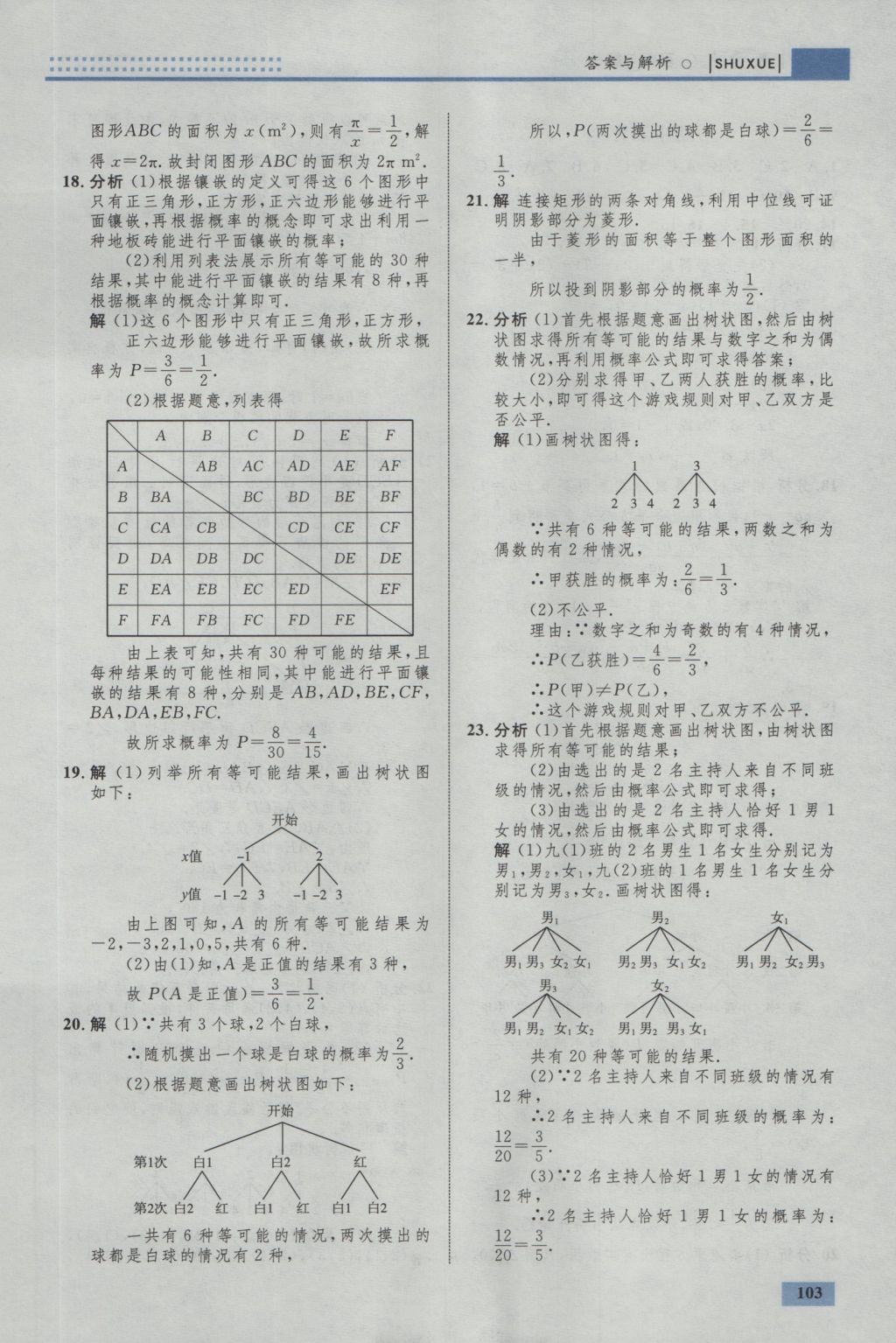 2016年初中同步學(xué)考優(yōu)化設(shè)計九年級數(shù)學(xué)上冊北師大版 參考答案第21頁