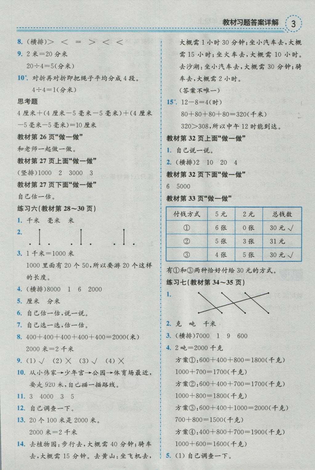 課本人教版三年級數(shù)學(xué)上冊 參考答案第3頁