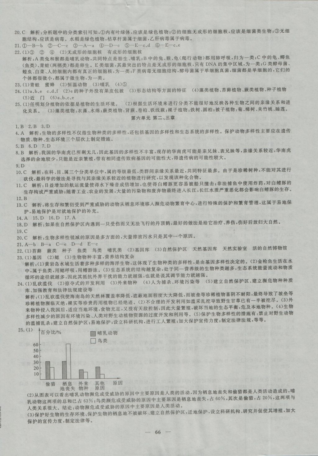 2016年王后雄黃岡密卷八年級生物上冊人教版 參考答案第6頁