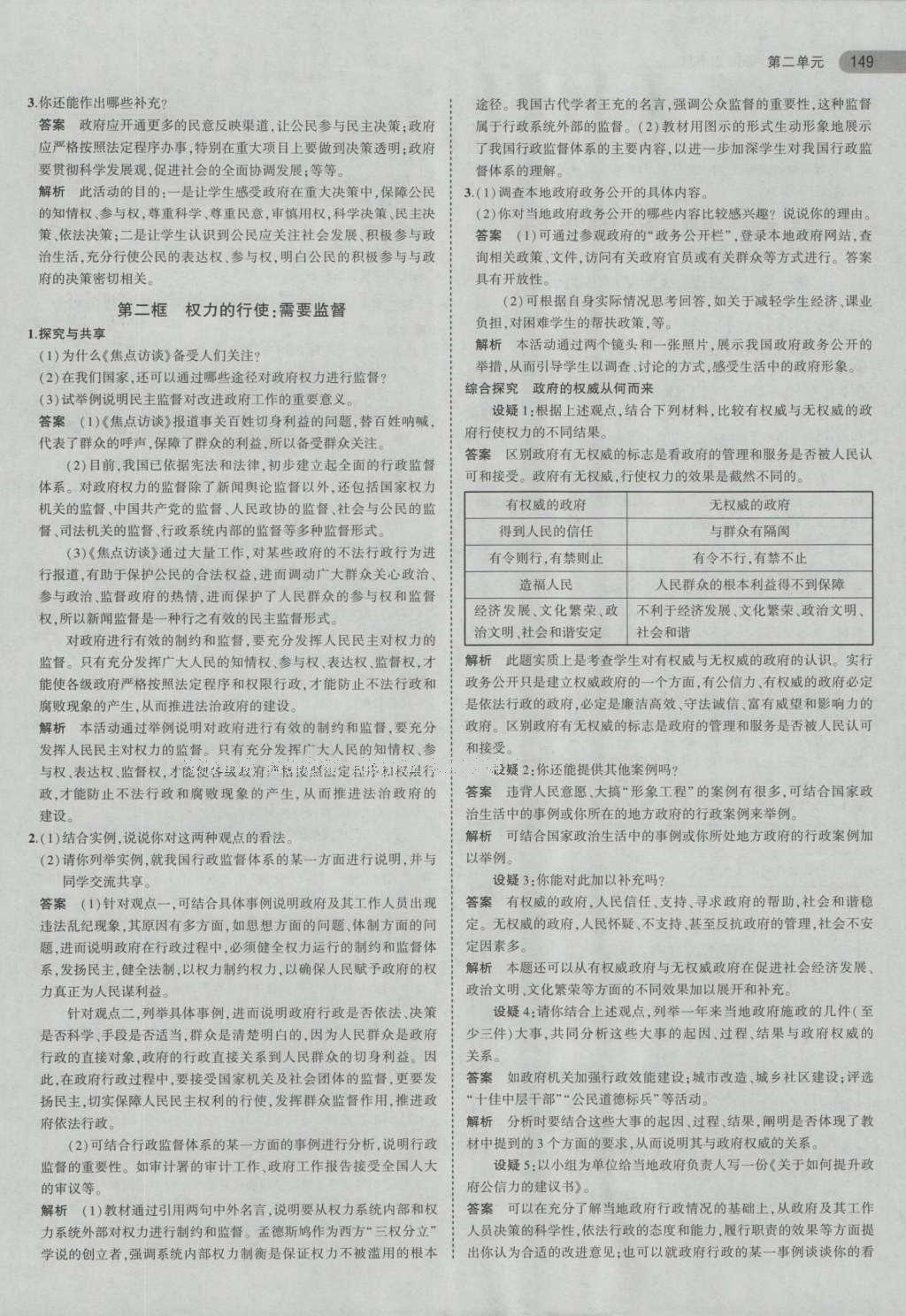 課本人教版高中思想政治必修2 參考答案第21頁