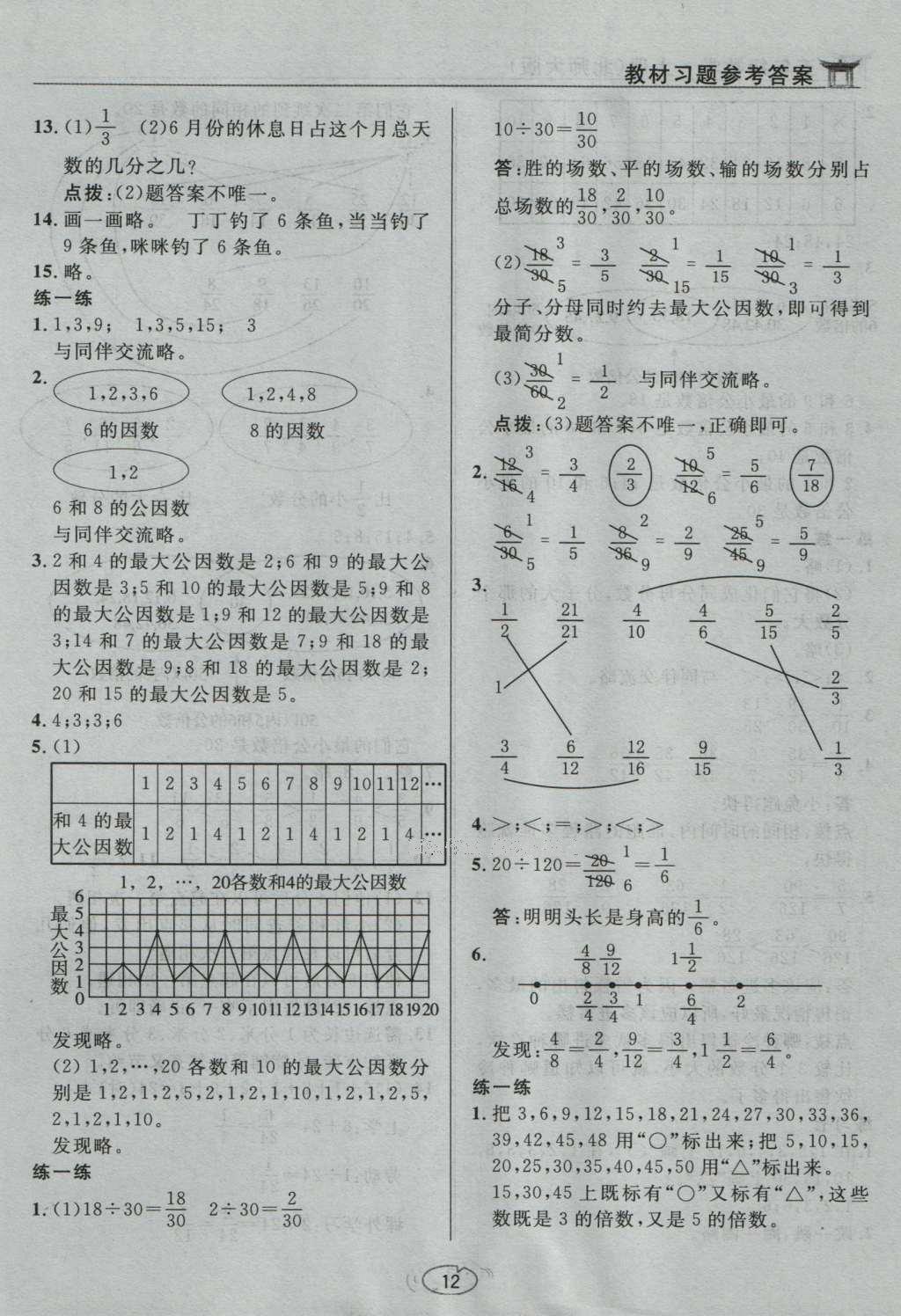 課本北師大版五年級數(shù)學(xué)上冊 參考答案第13頁