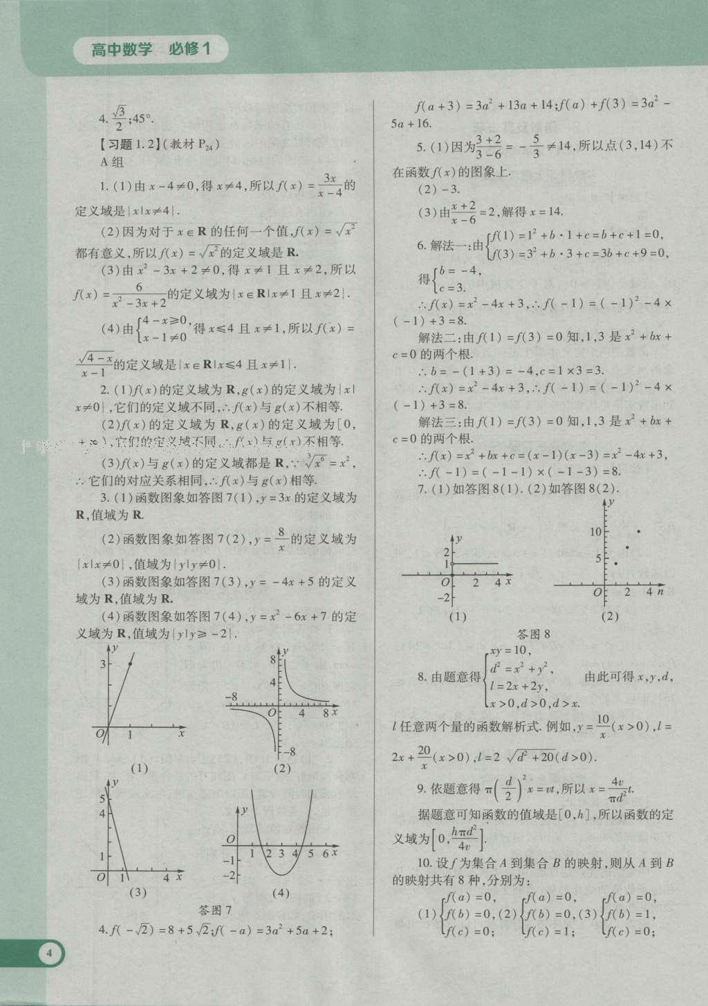 課本人教A版高中數(shù)學(xué)必修1 參考答案第15頁(yè)