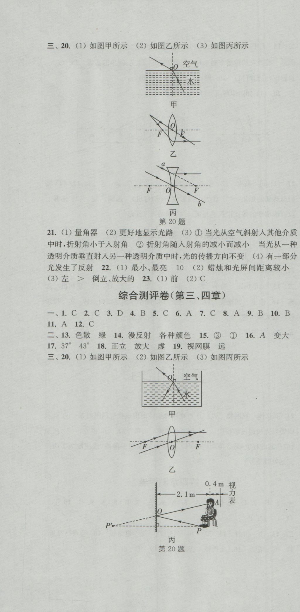 2016年通城學(xué)典初中全程測評卷八年級物理上冊蘇科版 參考答案第10頁