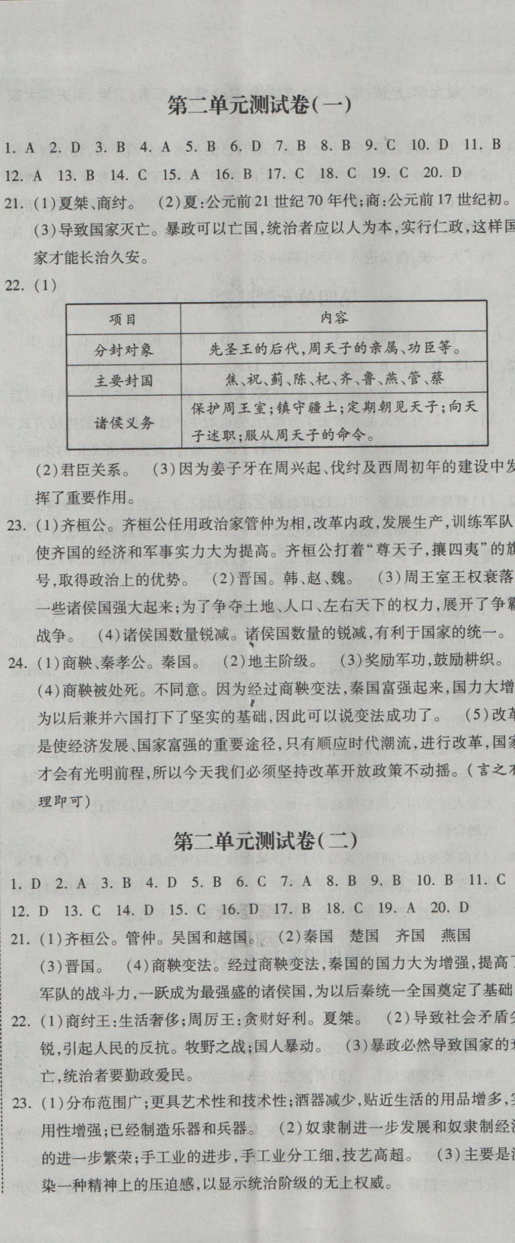 2016年课时练加考评七年级历史上册人教版 参考答案第20页