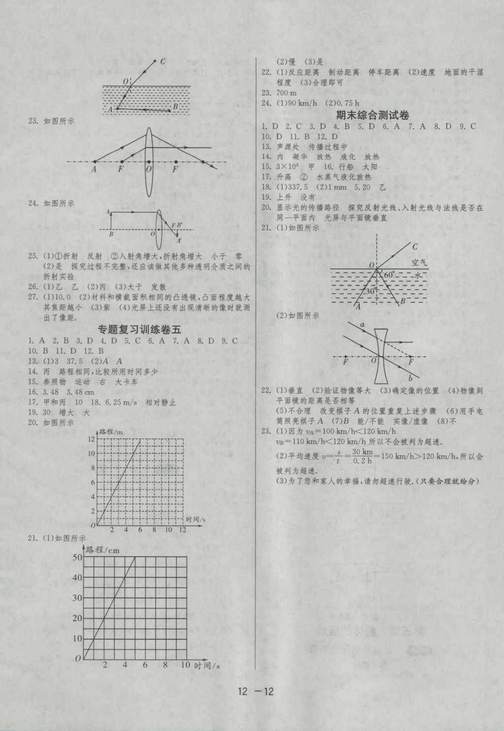 2016年1課3練單元達標(biāo)測試八年級物理上冊蘇科版 參考答案第12頁