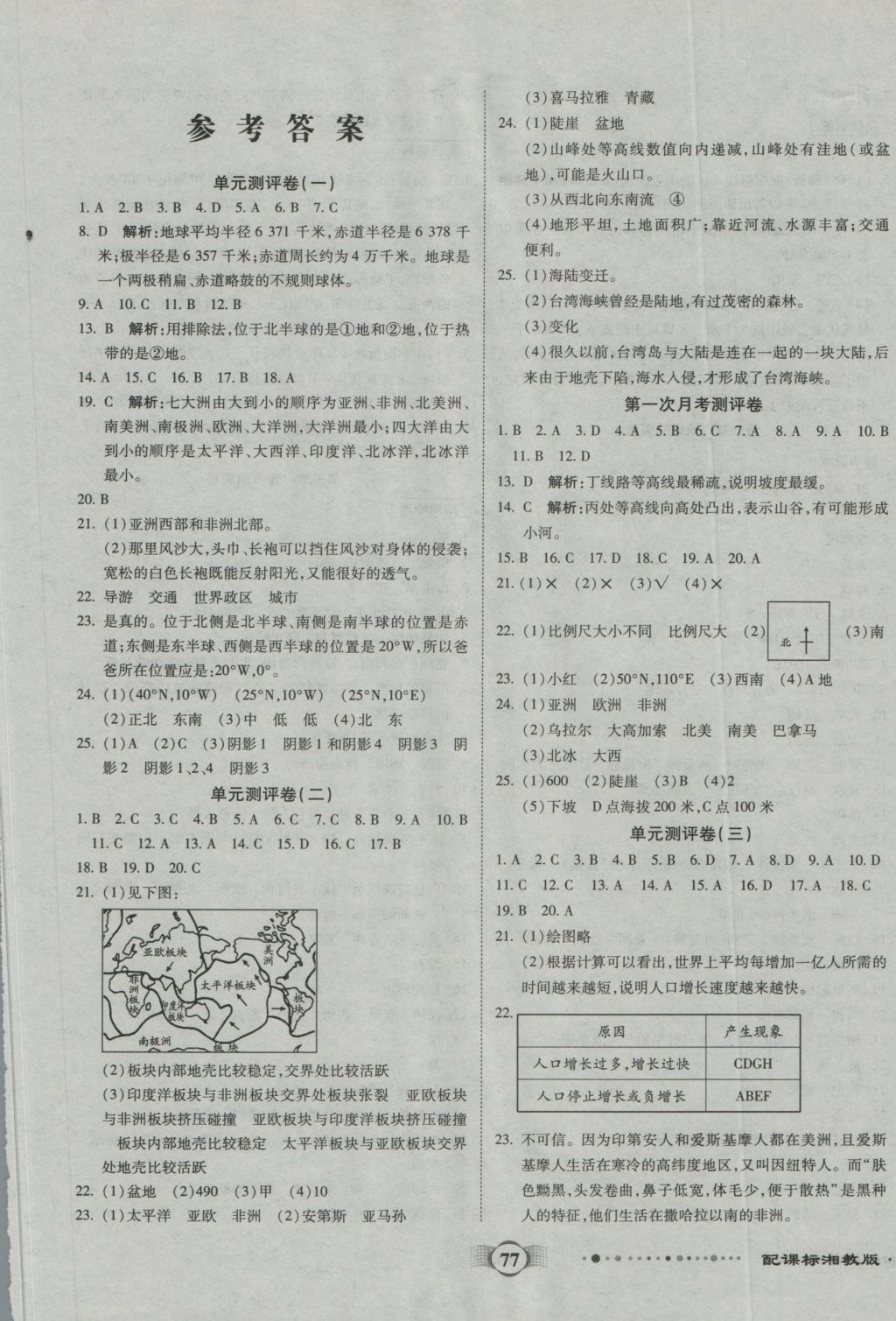 2016年全程優(yōu)選卷七年級(jí)地理上冊(cè)湘教版 參考答案第1頁(yè)