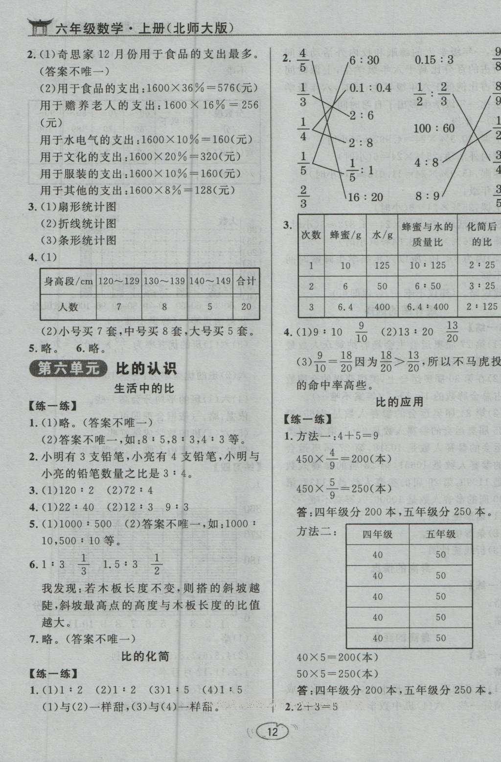 課本北師大版六年級(jí)數(shù)學(xué)上冊(cè) 參考答案第14頁(yè)