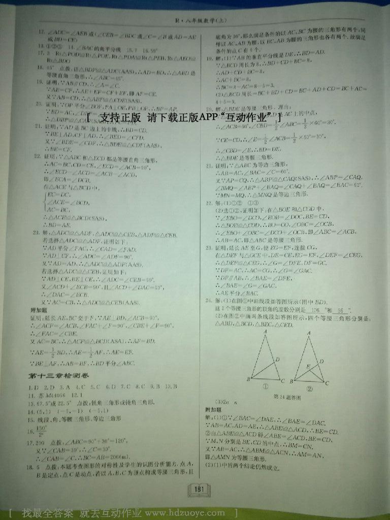 2016年启东中学作业本八年级数学上册华师大版 第49页