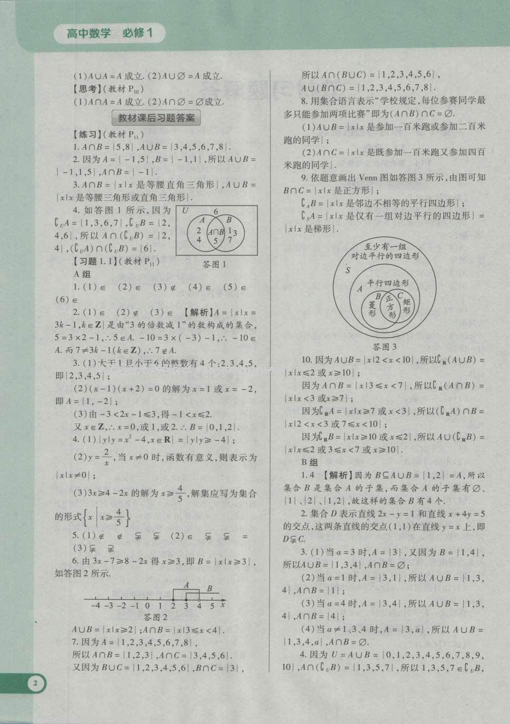 課本人教A版高中數(shù)學(xué)必修1 參考答案第13頁(yè)