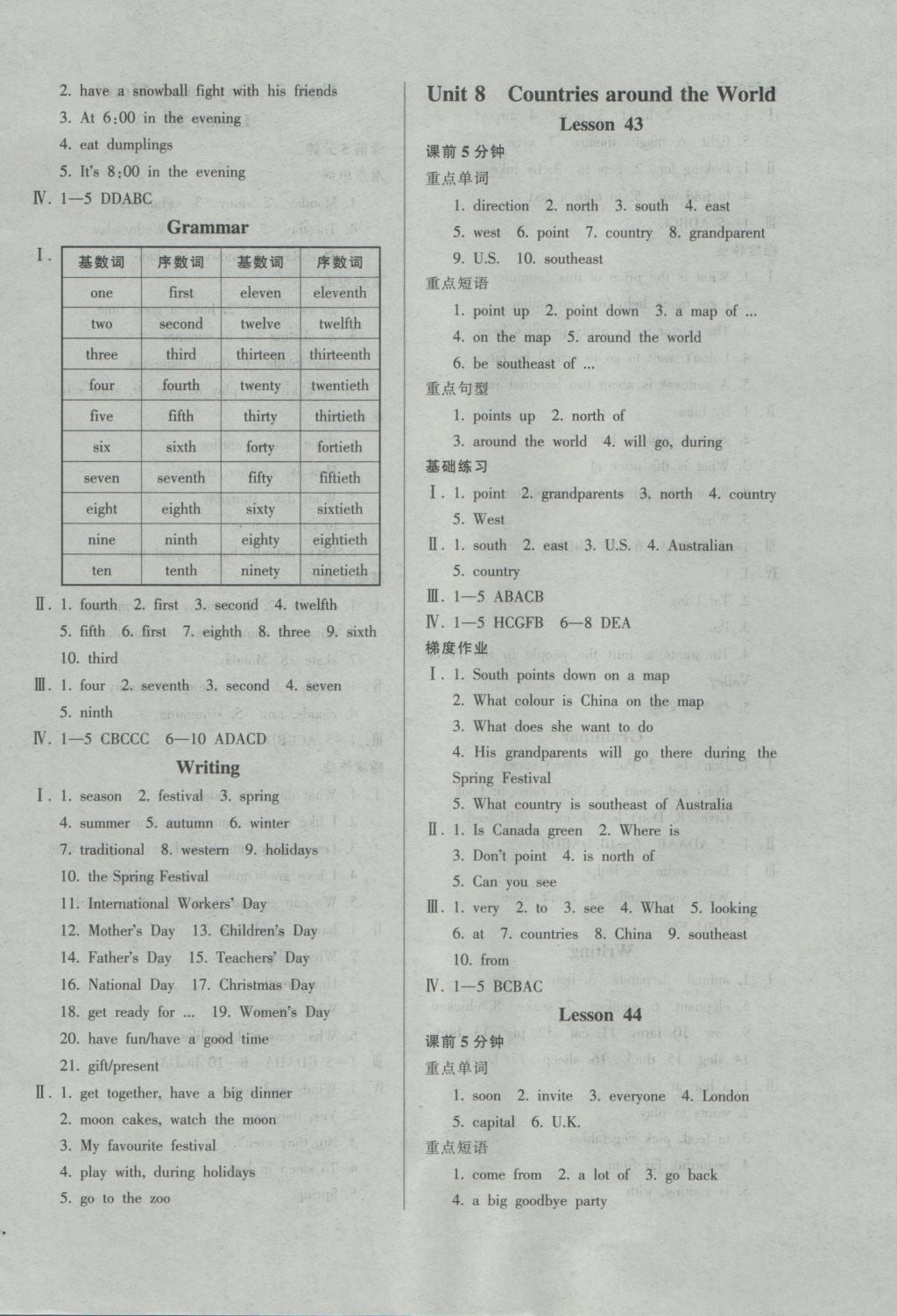 2016年52045模塊式全能訓(xùn)練七年級(jí)英語(yǔ)上冊(cè)冀教版 參考答案第20頁(yè)