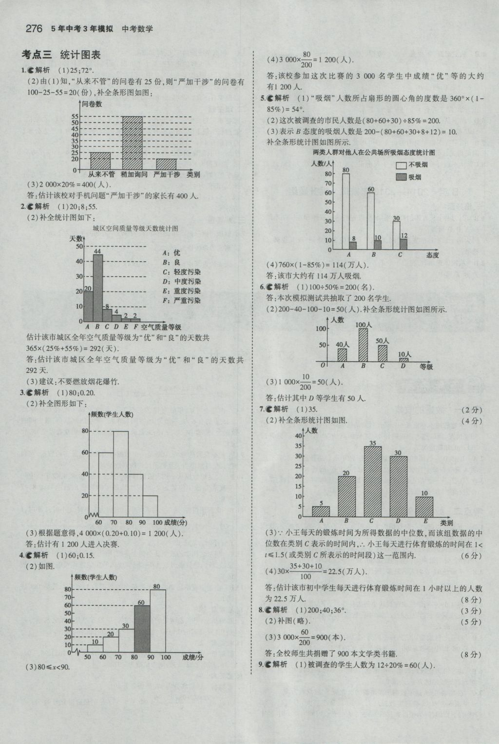 2017年5年中考3年模擬中考數(shù)學(xué)湖南專用 參考答案第70頁