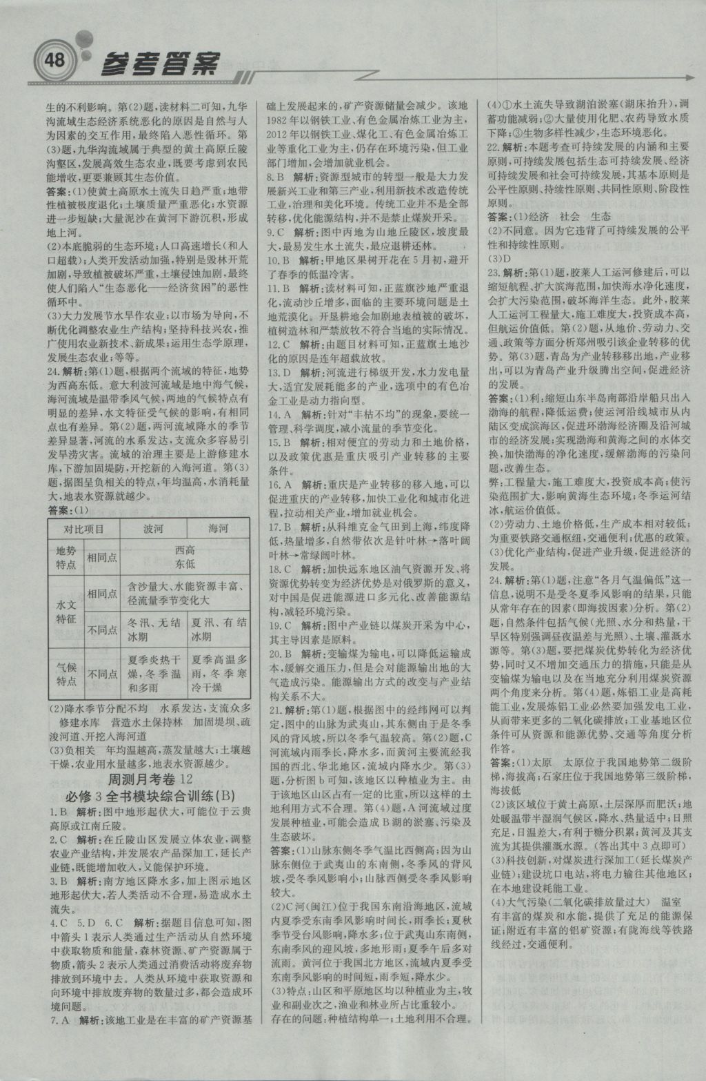 輕巧奪冠周測(cè)月考直通高考高中地理必修3魯教版 參考答案第16頁
