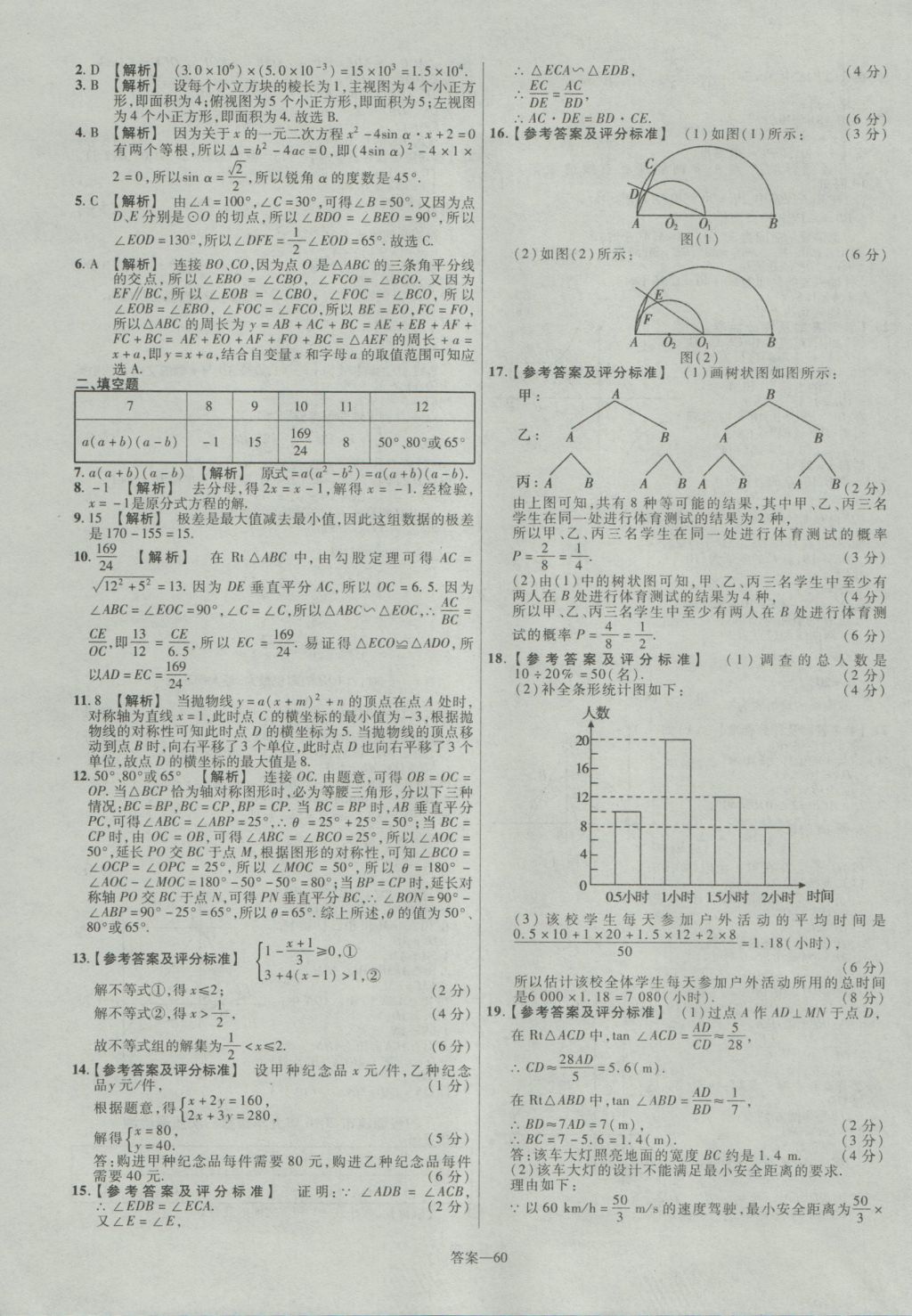 2017年金考卷江西中考45套匯編數(shù)學(xué)第6版 參考答案第60頁