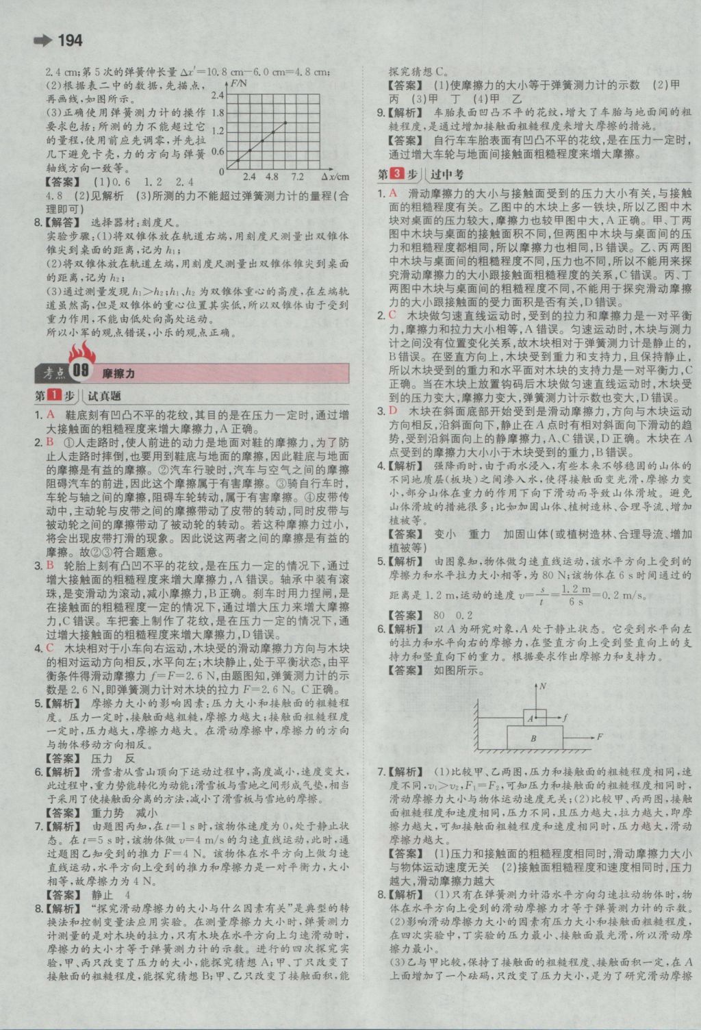 2017年一本中考物理課標(biāo)版 參考答案第8頁