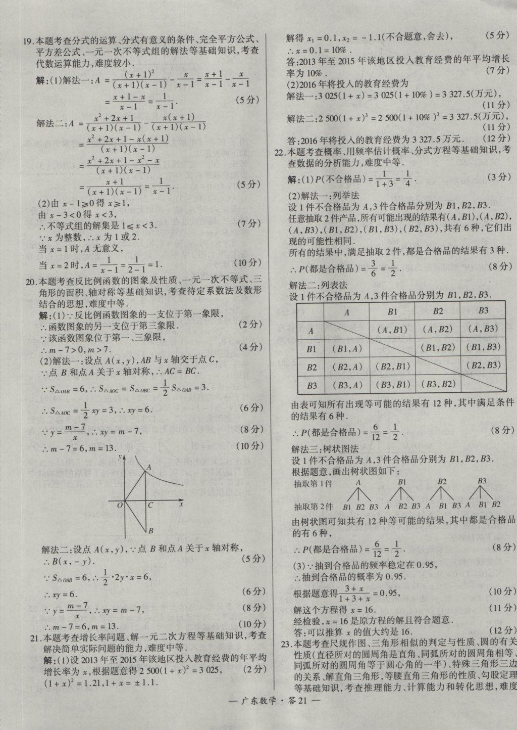 2017年天利38套廣東省中考試題精選數(shù)學(xué) 參考答案第21頁