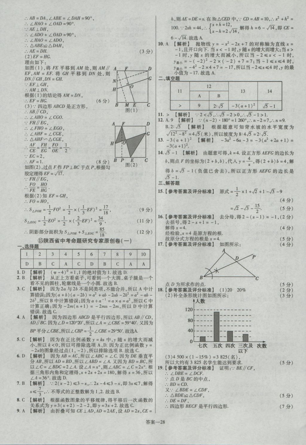 2017年金考卷陜西中考45套匯編數(shù)學(xué)第6版 參考答案第28頁(yè)