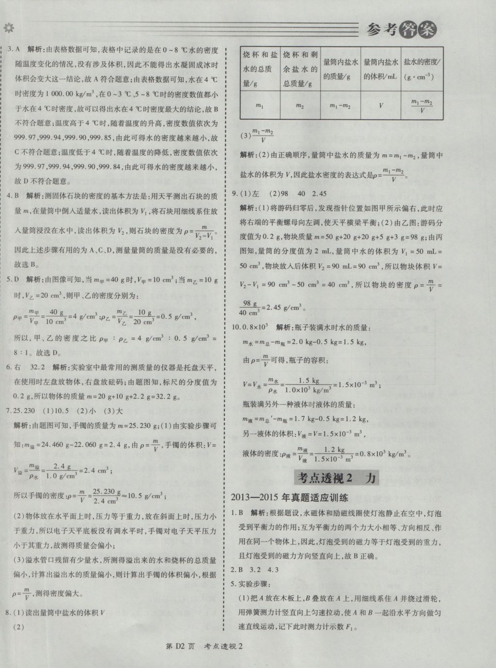 2017年北京中考必刷題物理 參考答案第2頁
