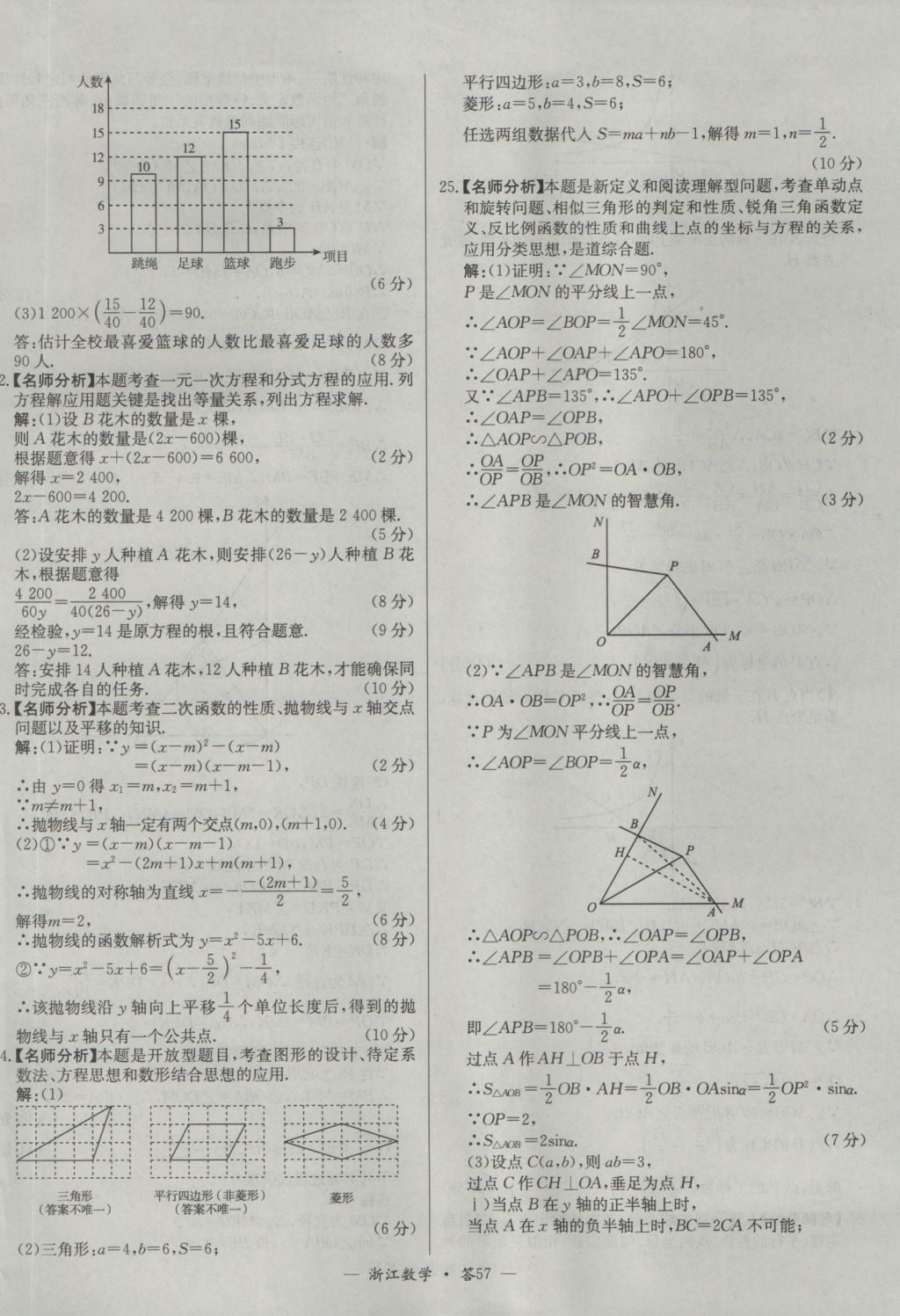 2017年天利38套牛皮卷浙江省中考試題精粹數(shù)學(xué)人教版 參考答案第57頁