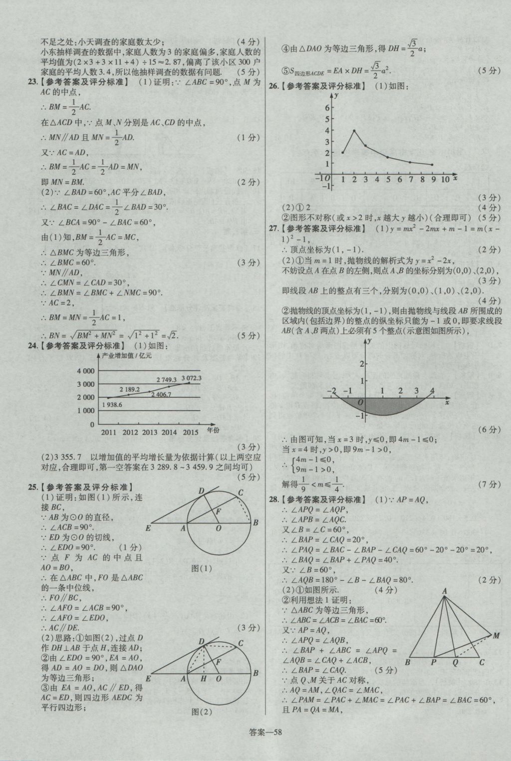 2017年金考卷湖北中考45套匯編數(shù)學(xué)第12版 參考答案第58頁