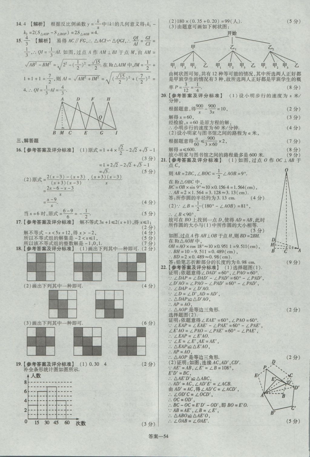 2017年金考卷山西中考45套匯編數(shù)學(xué)第5版 參考答案第54頁(yè)