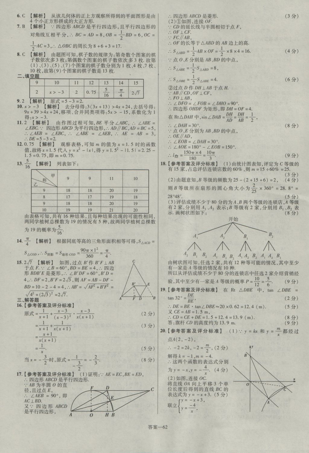 2017年金考卷河南中考45套匯編數(shù)學第8版 參考答案第62頁